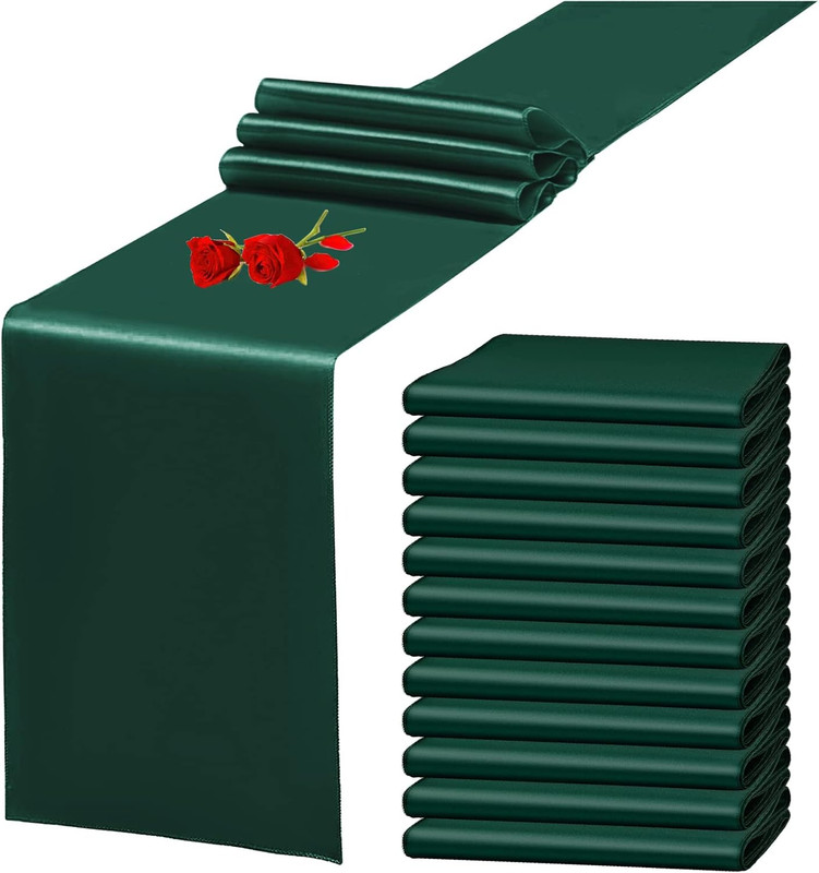 12 Pack Emerald Green Satin Table Runner 12 X 108 Inch Long Premium Table Runner gallery