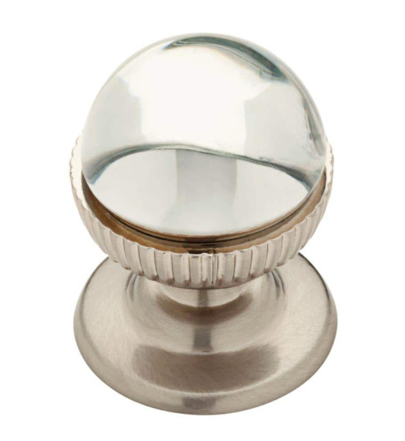 Glass Knob Handle Pull Kitchen Cabinet Hardware Round Nickel Clear