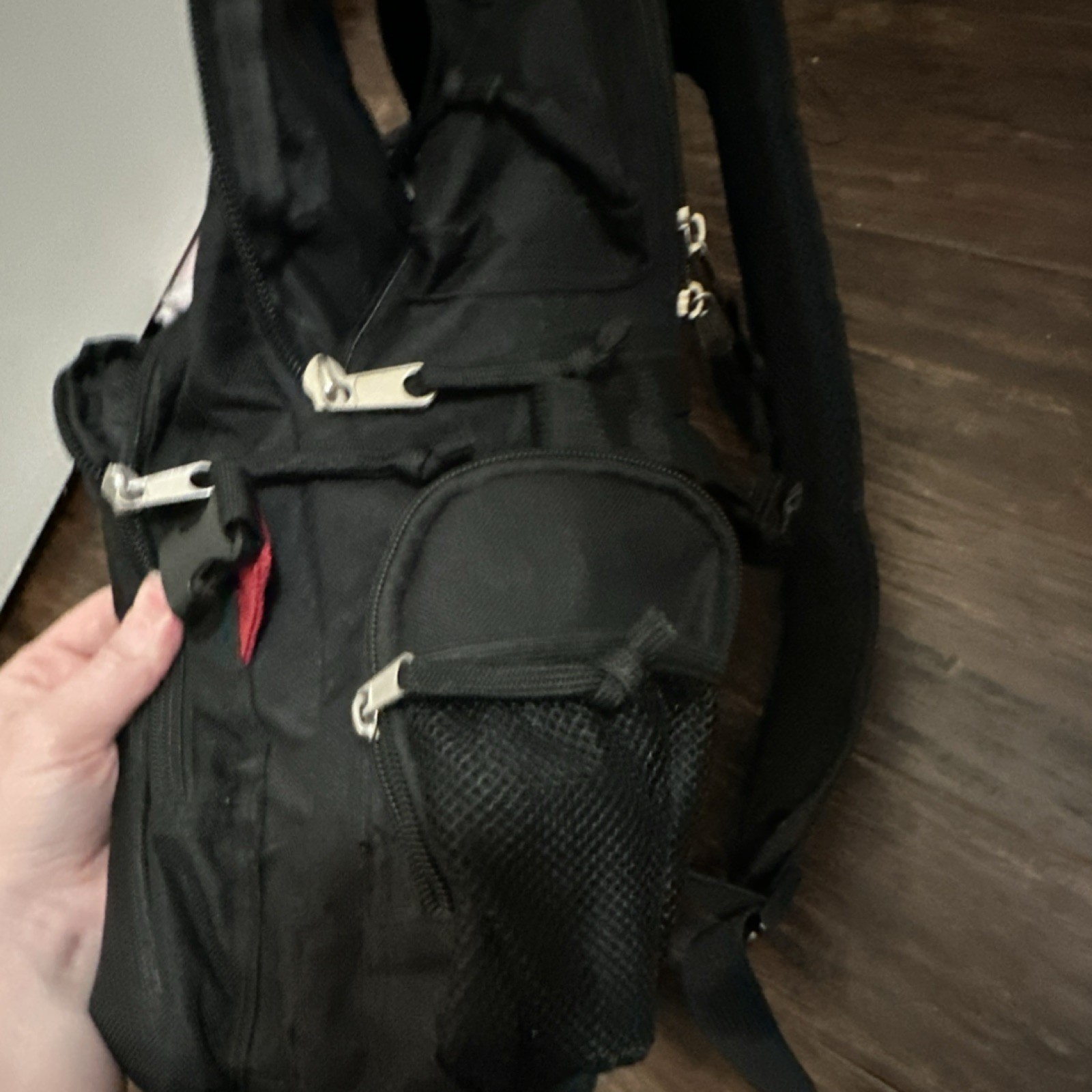 Athletic Works Hiking Backpack Black/Red Polyester, 6 Pockets, Compartments 4