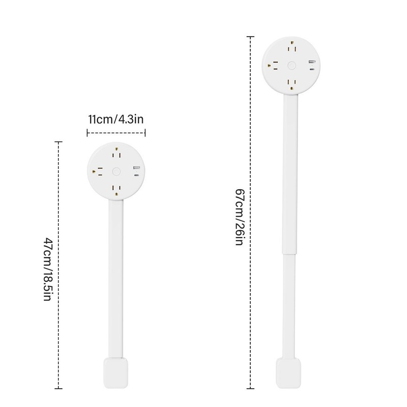 Round Electrical Outlet Expander Power Socket Rotating Extender Nightstands Desk gallery