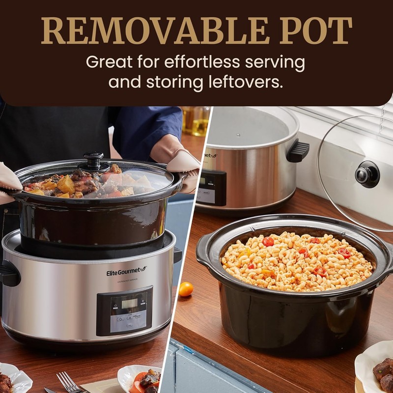 Elite Gourmet 8.5Qt Digital Programmable Slow Cooker XL Jumbo Pot Stainless gallery