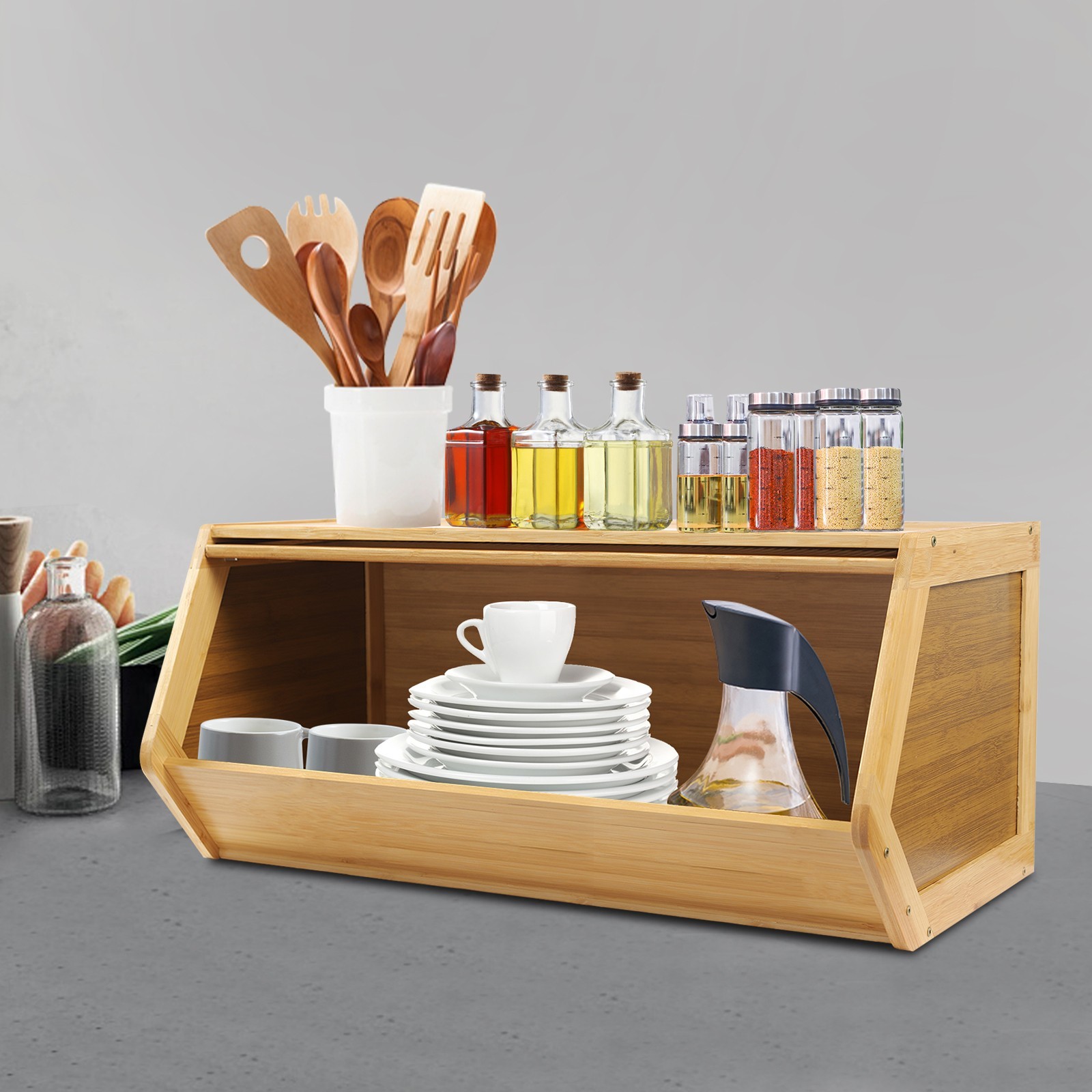 Log Color Storage Cabinet Clear Door Panel Storage Organizer 22.05 Lbs Load gallery