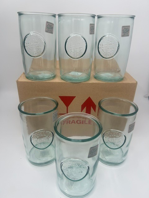 San Miguel Authentic Recycled Glass Embossed Drinking Glasses 6-Pack 100% 5.25” gallery