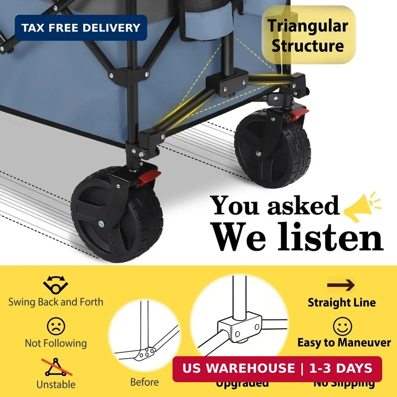Sekey 48''L Collapsible Foldable Extended Wagon with 660lbs Weight Capacity, Hea gallery