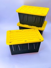 Tiny Heavy-Duty Storage Bins with Lid – Pack of 3 | Stackable Organizer Containe