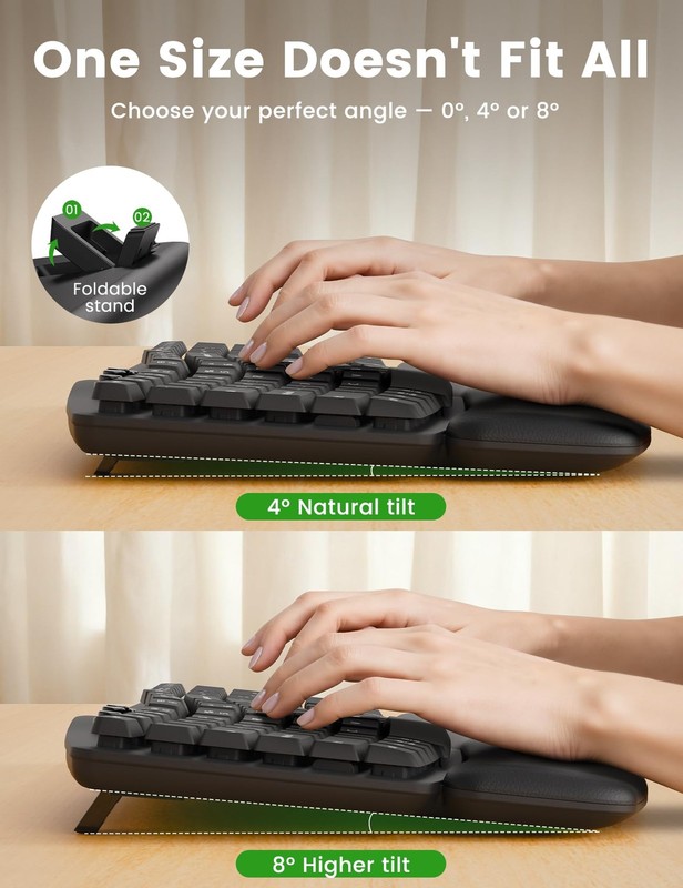Ergonomic Wireless Keyboard and Mouse Combo, 30dB Quiet Full Size Keyboard Set w gallery