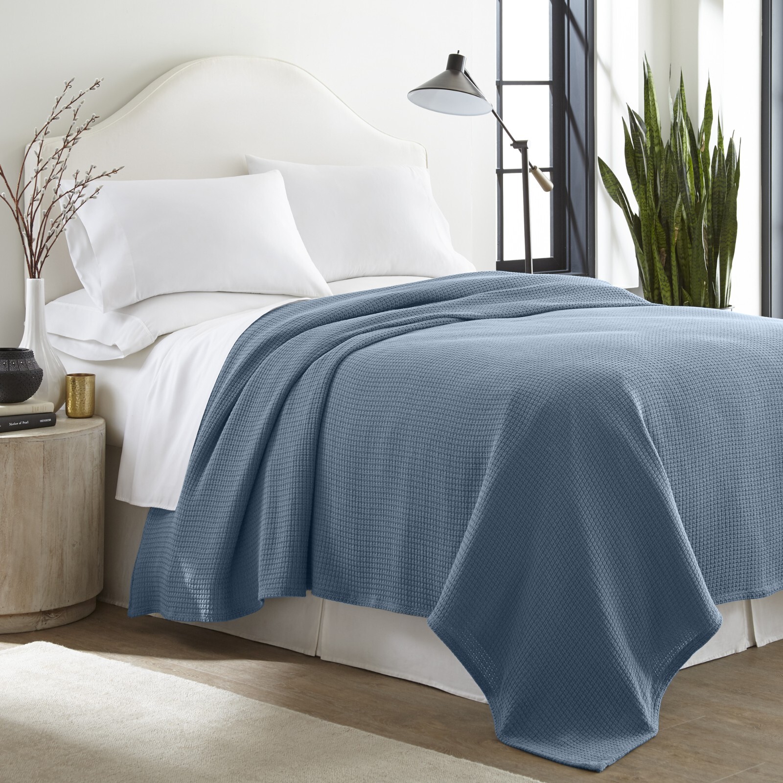 100% Cotton Blanket King Size Blue Soft Lightweight 108 x 90 inches gallery
