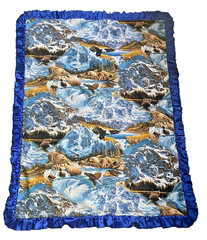 Eagle/Waterfall Pattern Satin Bordered/Cotton /Blanket/Throw-Homemade-56 X 45