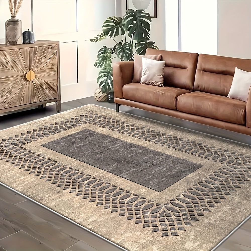 Velvet Washable Modern Rug,Light Luxury Minimalist Geometric Pattern,Soft and D gallery