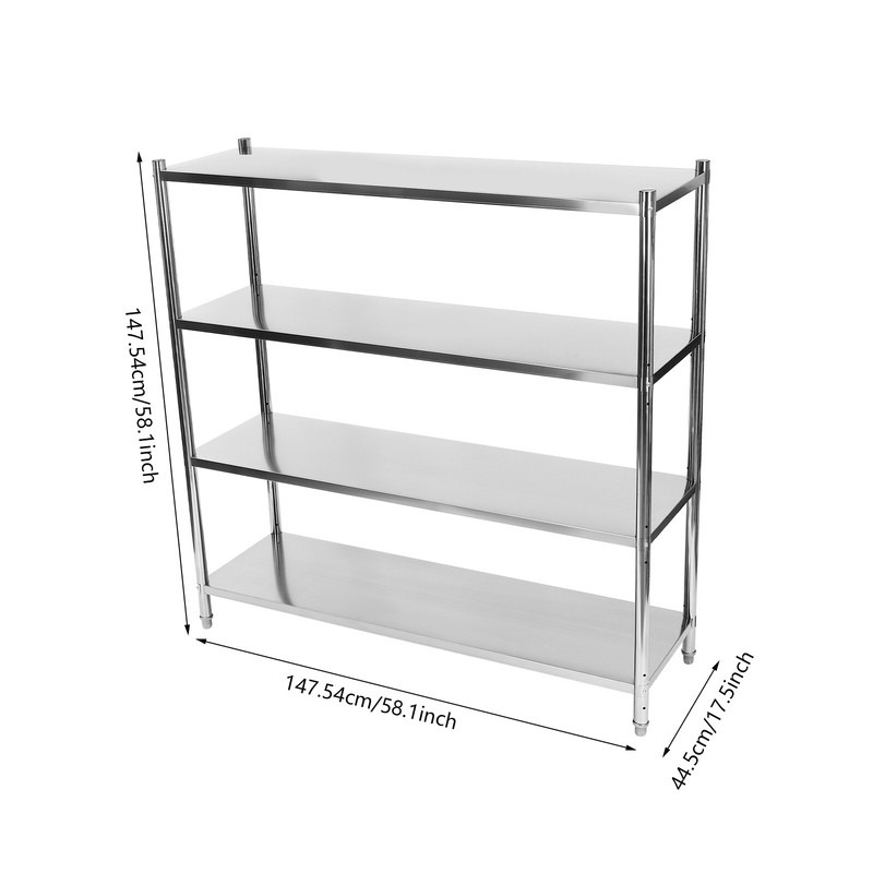 4 Tier Silver Adjustable Shelf Storage, Stainless Steel Heavy Duty Shelving NEW gallery