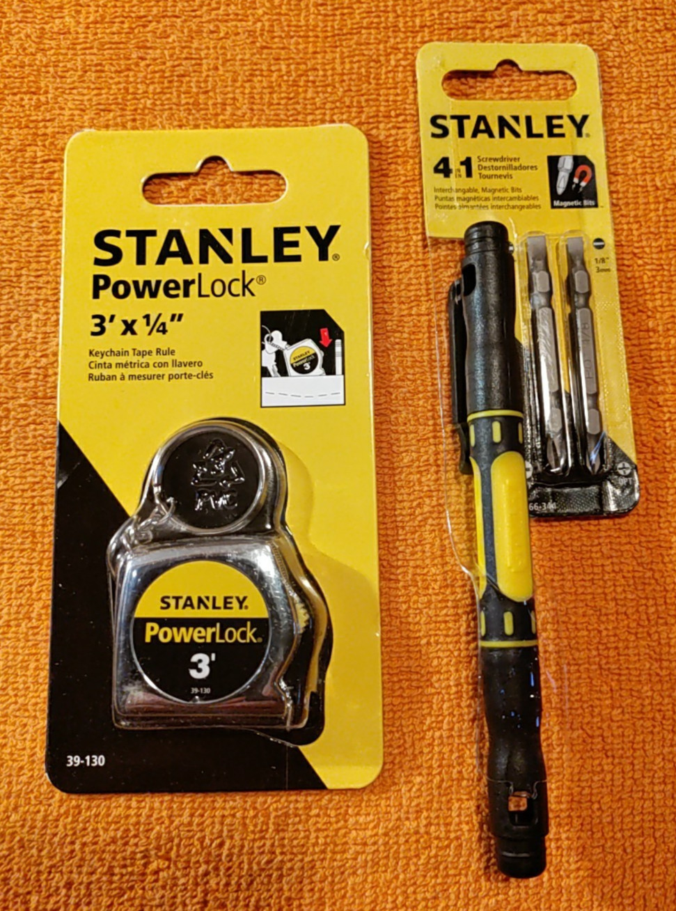 NEW Pair Stanley 39-130 PowerLock Keychain Tape Rule & Screwdriver 4 in 1,66-344 gallery