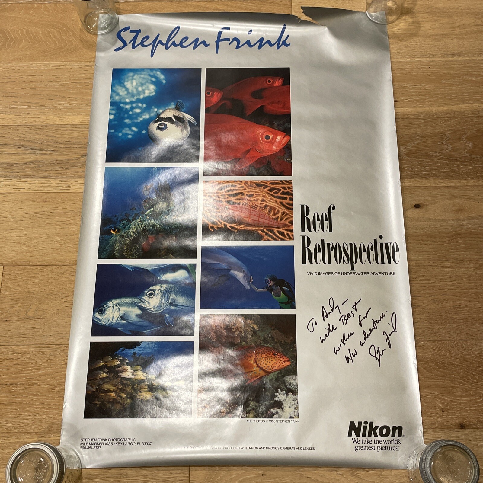 Signed Stephen Frink Underwater Nikon Photography Poster 1990 Vintage 36" x 24" gallery
