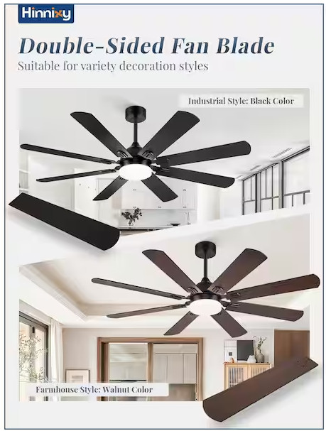 62 In. DC Motor Indoor/Outdoor Matte Black -6-Speed/ LED Ceiling Fan gallery