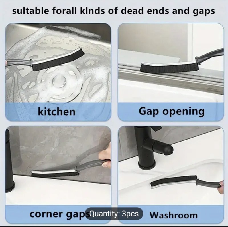 3pcs Multi-Purpose Home Cleaning Brushes Set – Uncharged Manual Gap, Corner gallery