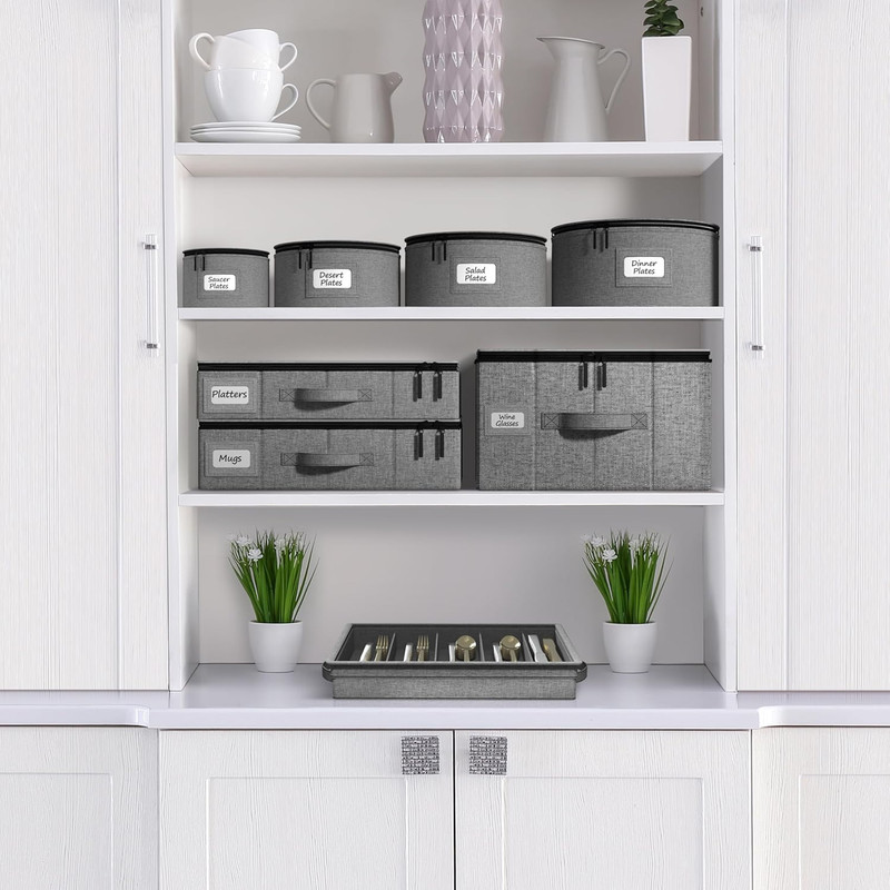 Stackable Hard Shell Storage Set with 8 Dish & Plate Protectors Included gallery