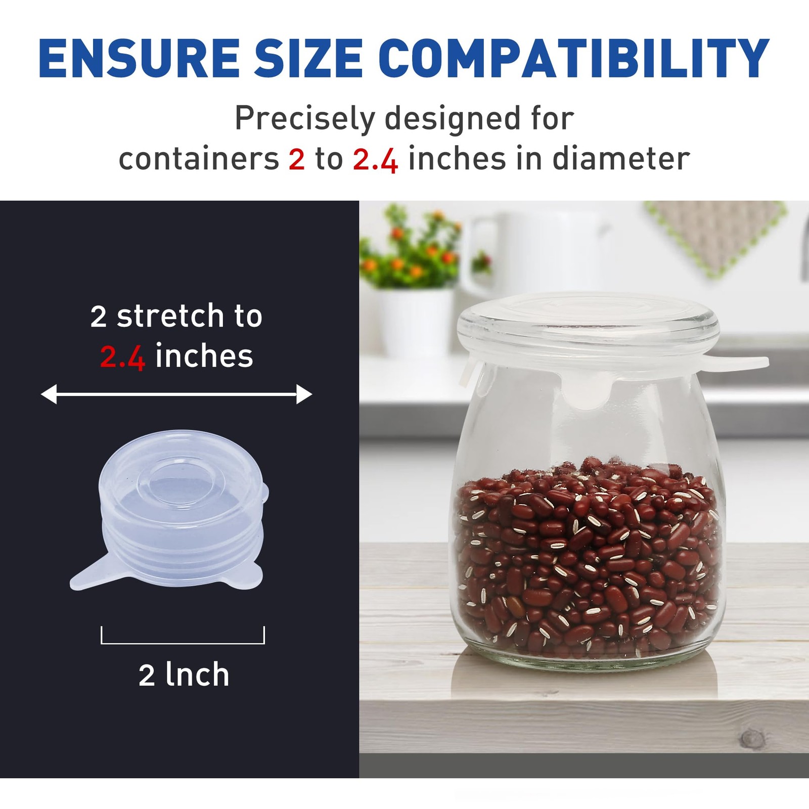 Extra Small Silicone Stretch Lids 2 Inch Reusable Silicone Jar Cover lids to ... gallery