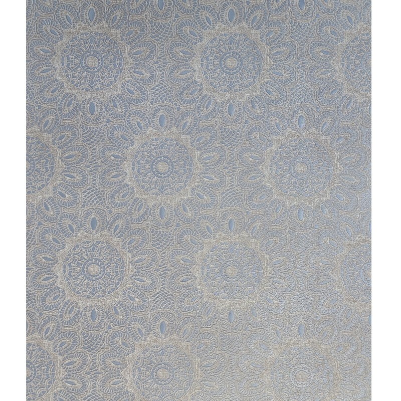 Lace flowers pattern Tan Gray Silver metallic faux fabric textured Wallpaper 3D gallery