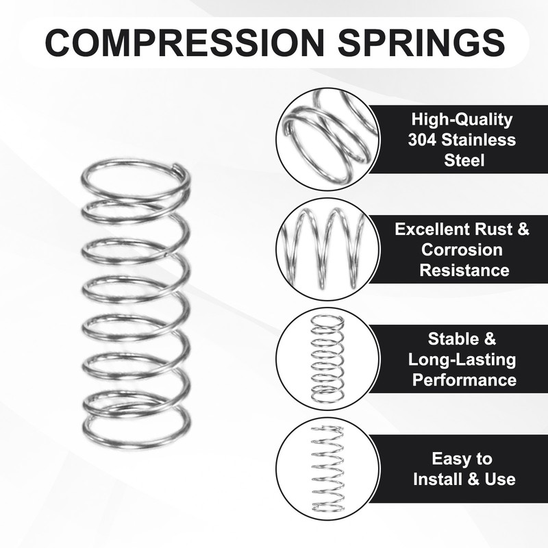 10-Pack Compression Springs, 10mm Length 4mm OD [Silver Tone, 0.3mm Wire Size] gallery