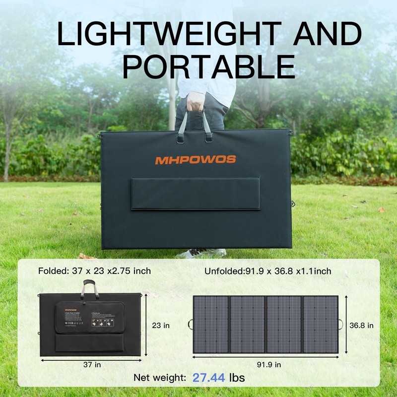 MHPOWOS 400 watt Solar Panel for Jackery Explorer 2000 v2 Portable Power Station gallery