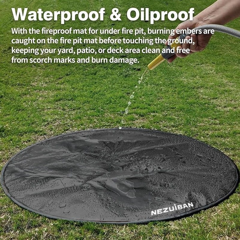 Durable 36” Fire Pit Mat with Double-Sided Silicone - Easy to Clean & Reusable gallery