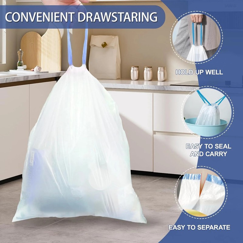 10 Gallon Trash Bags with Drawstring - 120 Count Heavy Duty 1.2 Mil Garbage Bags gallery