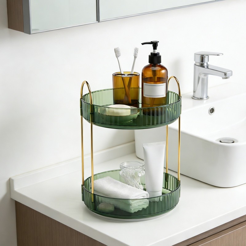 Double-layer Cosmetic organizer 360° Tabletop Mount Type Cosmetic Storage Rack gallery