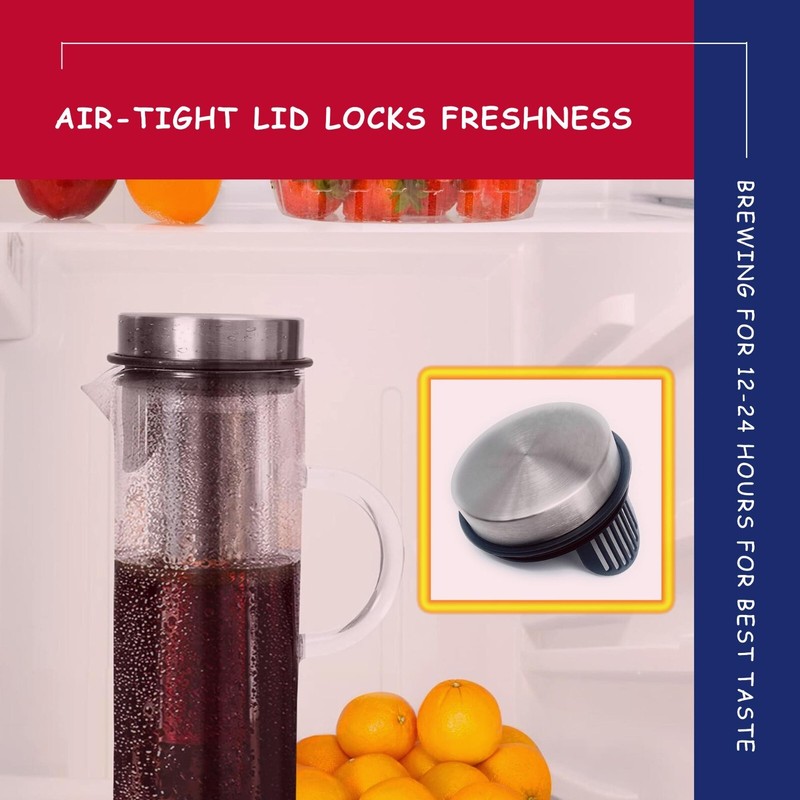 Cold brew coffee maker Kettle hot tea brewer infuser stainless filter large 44oz gallery
