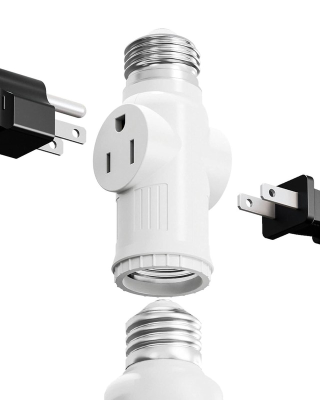 Plug-in Outlet to Socket Adapter Convert Outlet to Light Bulb Socket to E26 E27 gallery