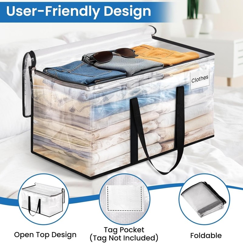 Extra-Large 6 Pack Clear Moving Bags with Reinforced Handles - 60 Lbs Capacity gallery