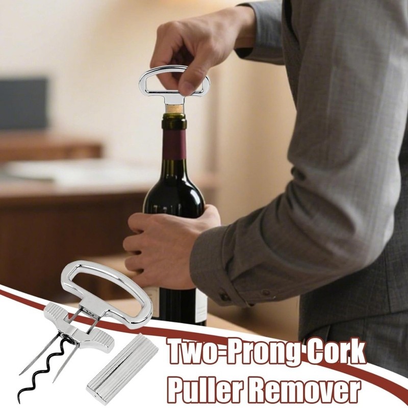 Two-Prong Cork Puller Remover Ah-So Old Wine Opener Multifunction Beer Corkscrew gallery