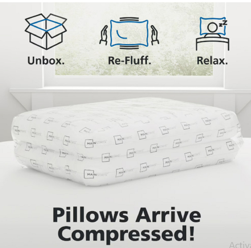 Mainstays Back & Side Sleeper Bed Pillow, Standard/Queen - Extra Firm Support gallery