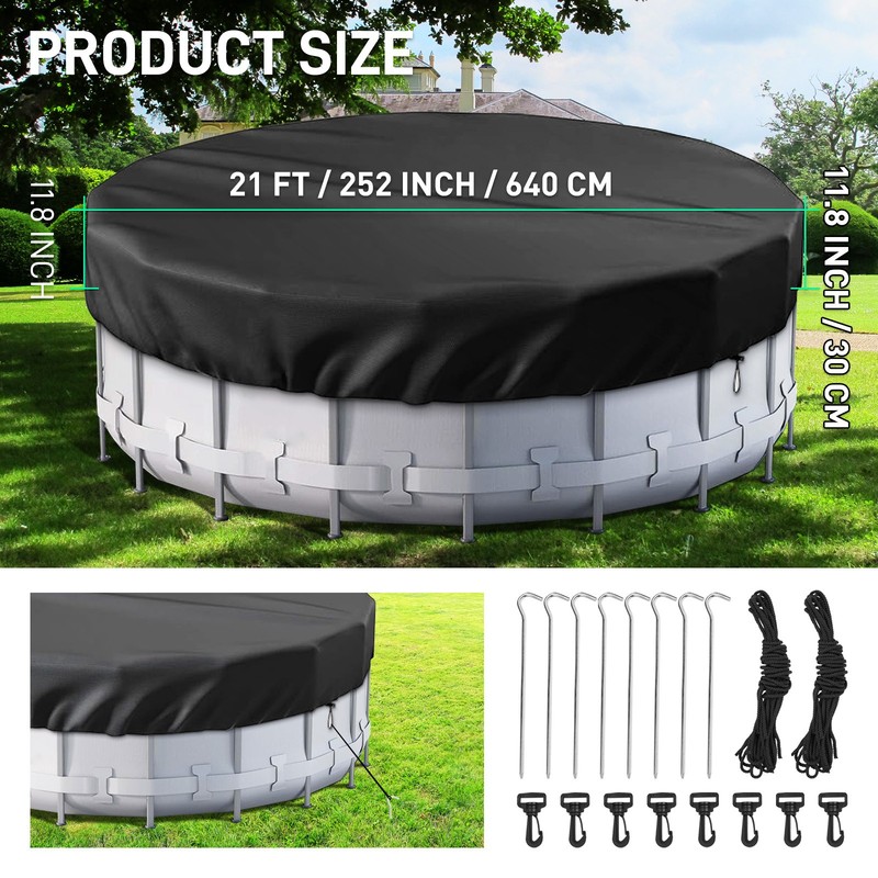21 Ft round Pool Cover with Reflective Strips, Swimming Pool Cover for above Gro gallery