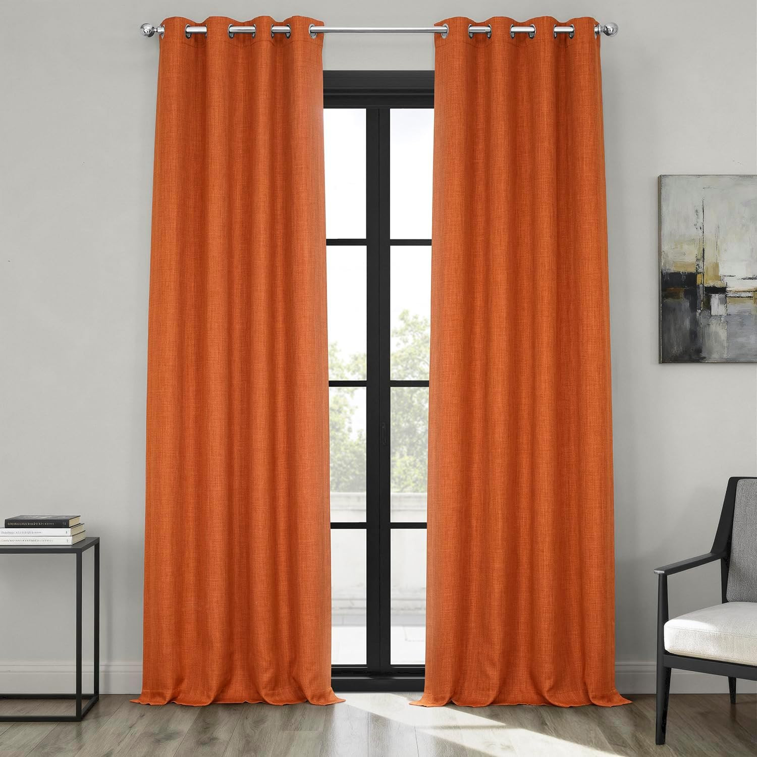 Desert Orange Room Darkening Linen Curtains 50W x 120L for Bedroom & Living Room gallery
