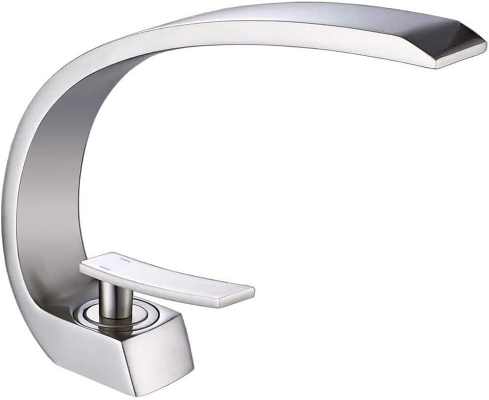 Bathroom Faucet Long Neck Single Hole Basin Mixer Tap Silver or Gold Clearance gallery