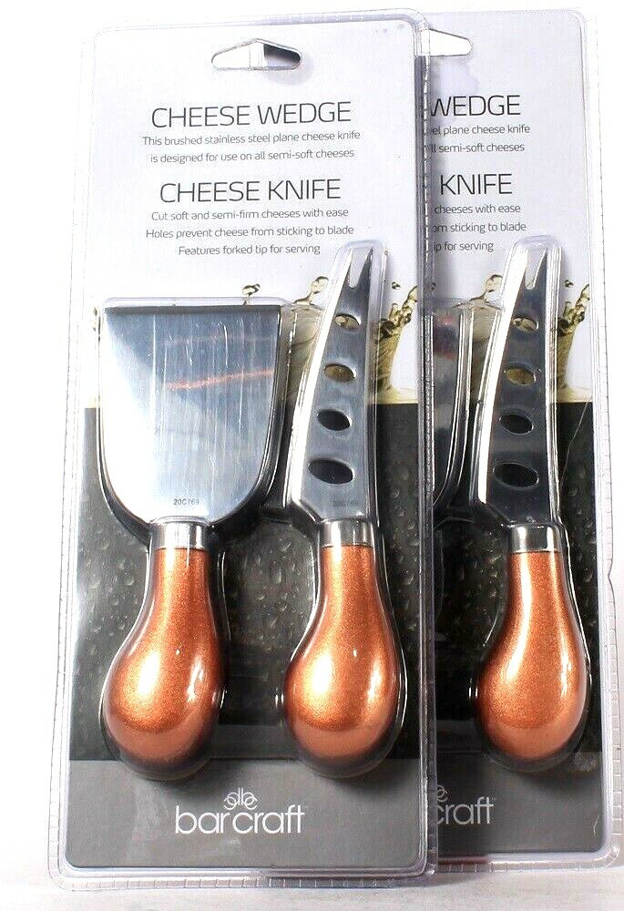 2 Packs Bar Craft Brushed Stainless Steel Cheese Wedge & Knife Hand Wash Only gallery