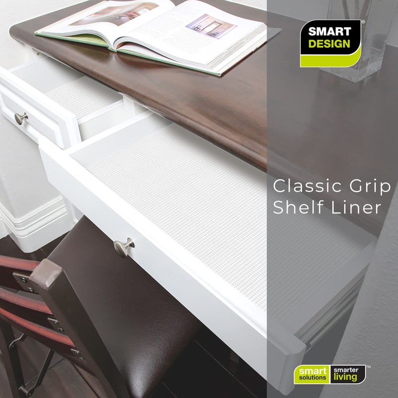 Smart Design Classic Grip Shelf Liner – 12in x 20ft – 12"W x 20"L, White gallery