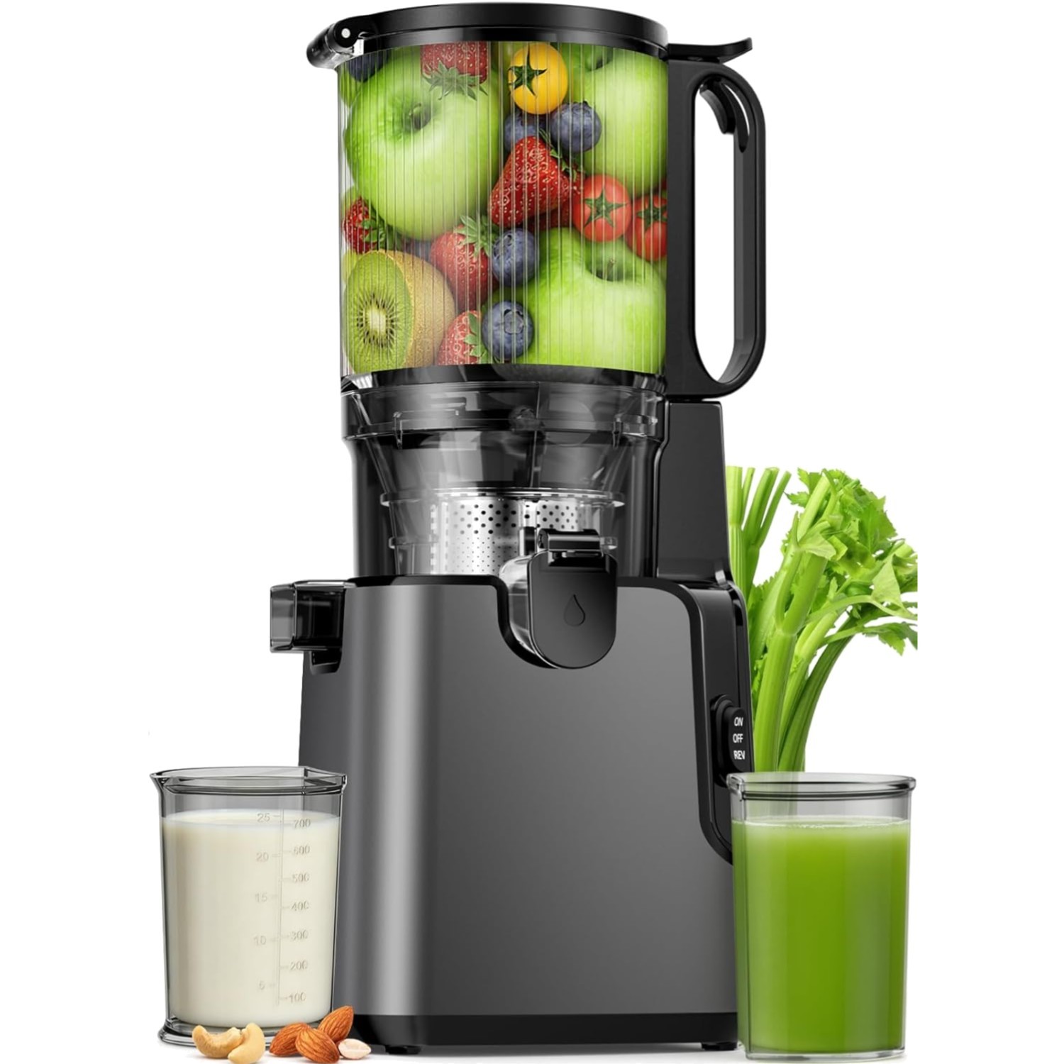 Quiet 400W Masticating Juicer - Easy Clean 2-in-1 Cold Press with Large Chute gallery