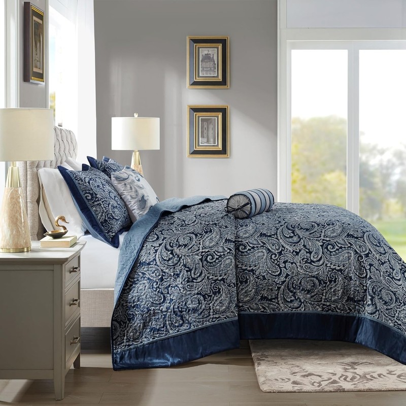 Aubrey Reversible Quilted Bedspread Set, Solid Reverse Summer Breathable, Lig... gallery