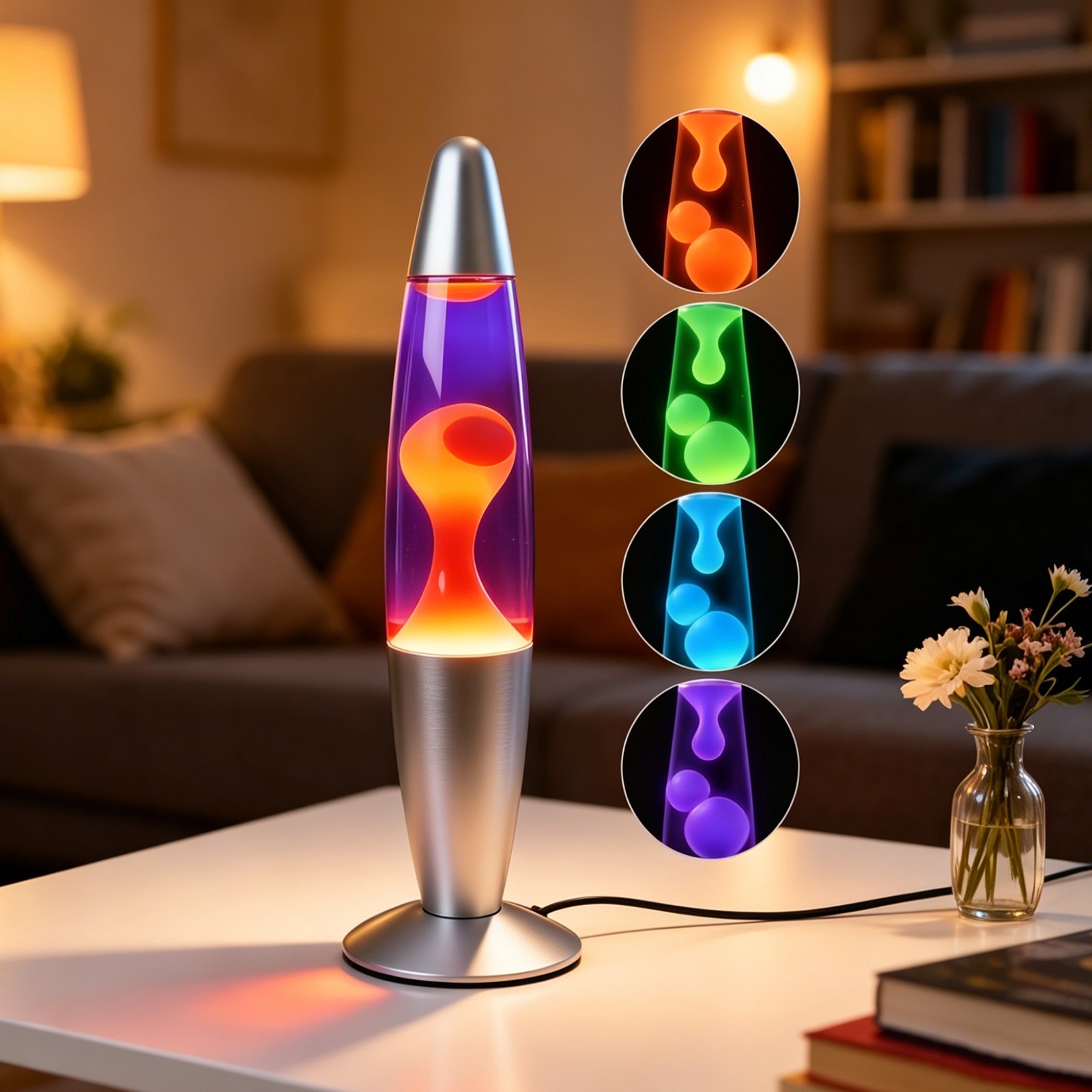 16-Inch Silver Base Lava Lamp with Yellow Wax in Purple Liquid gallery