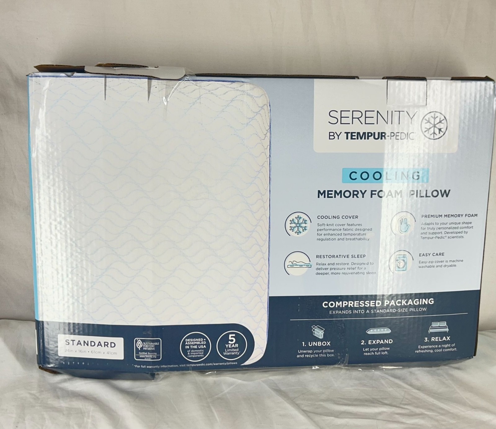 Tempur-Pedic Serenity Cooling Memory Foam Pillow Standard White Bed Pillow gallery