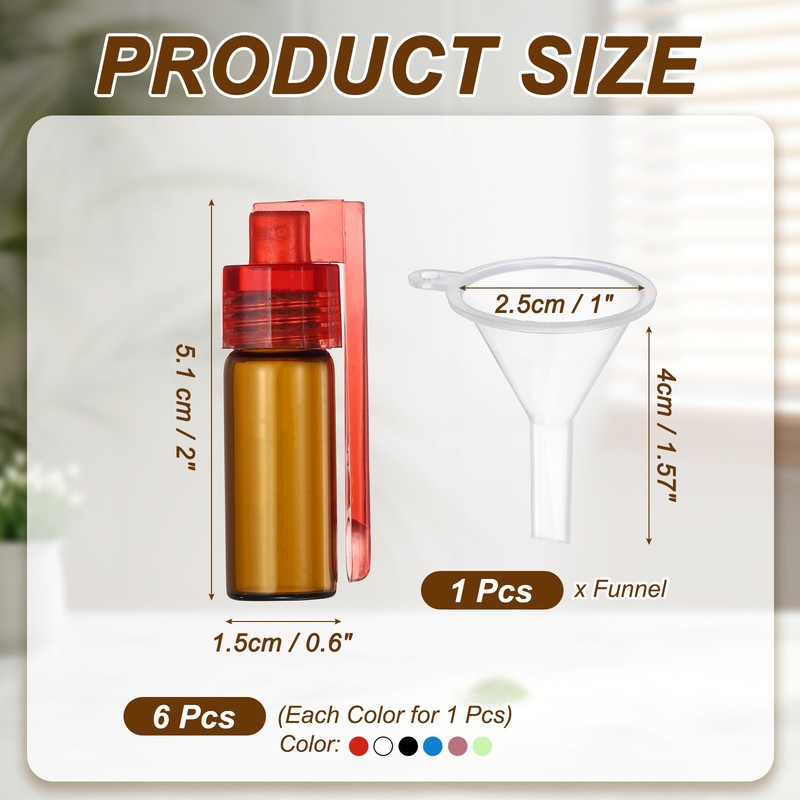 6 Pcs 2" Spice Jars, Brown Bottle (White/Black/Purple/Green/Red/Blue Cap) gallery