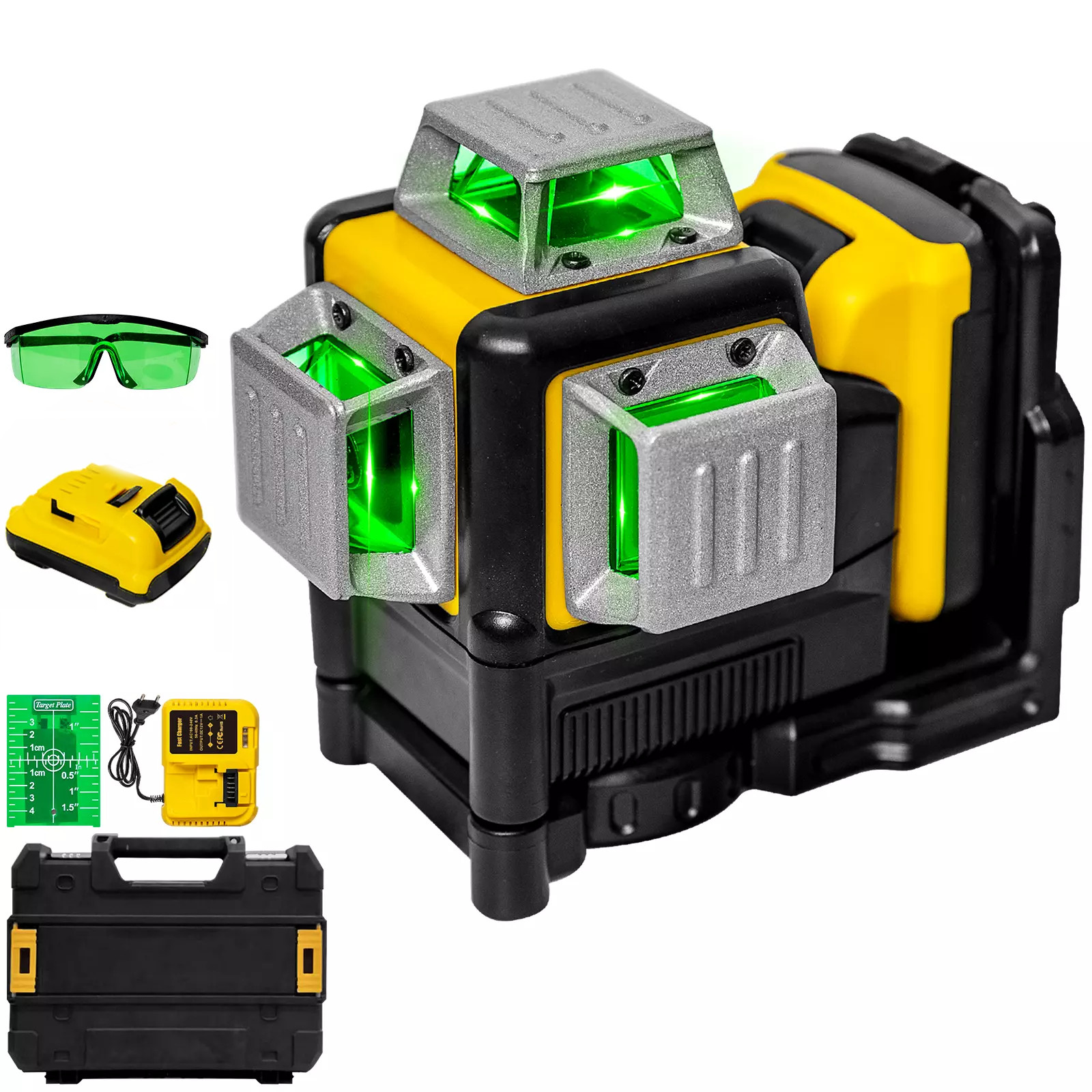 12V Green Line 3 x 360 Laser Level Laser + battery + charger gallery