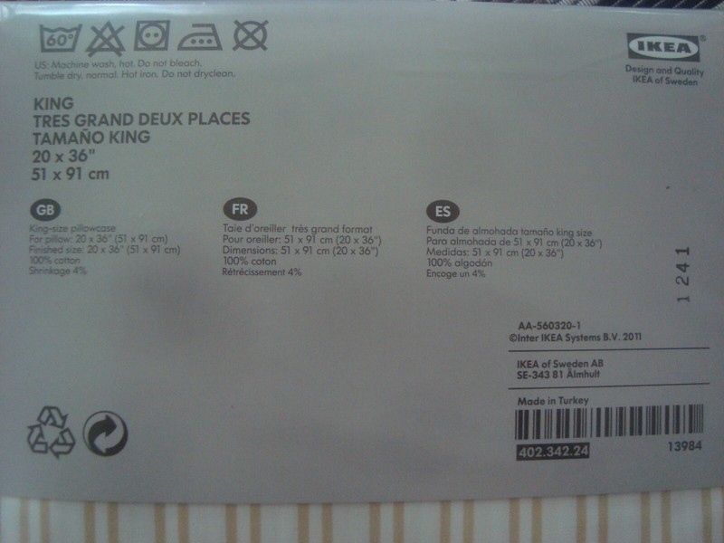 TWO (2) - Alvine Ljuv Pillowcases 20 x 36 " ( 51 x 91 cm ) KING Striped NEW NIP gallery