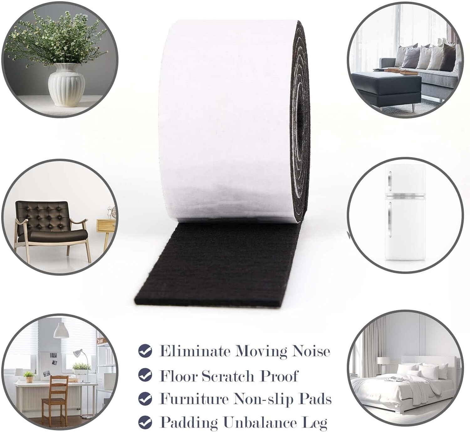 2 Pack Felt Tapes with Adhesive Backing, Heavy-Duty Self Adhesive Felt Strips Ro gallery
