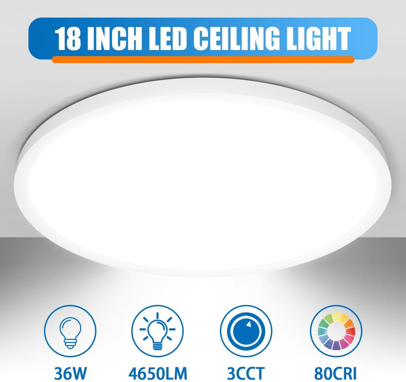 LED Flush Mount Ceiling Light 4-Pack, 18 Inch Thin round Flat Panel Light 36W 46 gallery