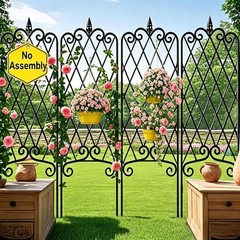 4 Pack Decorative Garden Trellis for Climbing Plants, Metal Fencing Black