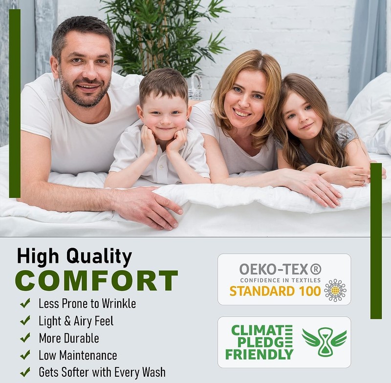 100% Cotton Percale Sheets Split King Size Crisp Cooling Bed Sheets for Hot gallery