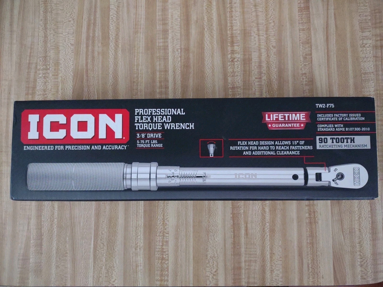 Icon TW2-F75 3/8" Drive Professional Flex-Head Torque Wrench - NEW IN BOX! gallery