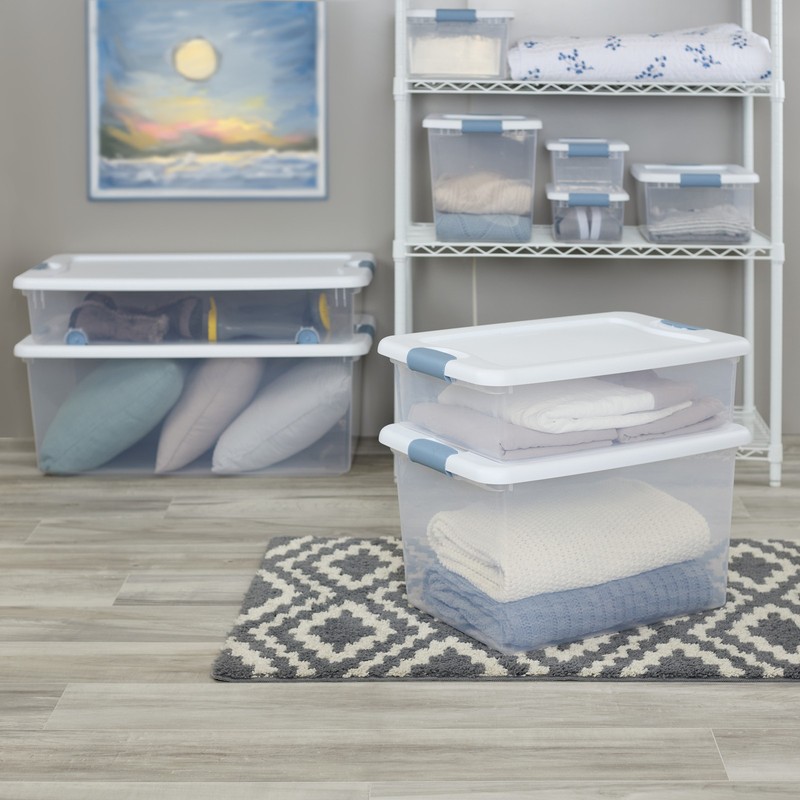 Sterilite 6 Qt. Plastic Stackable Storage Box with Latching Lid, Clear (12 Pack) gallery