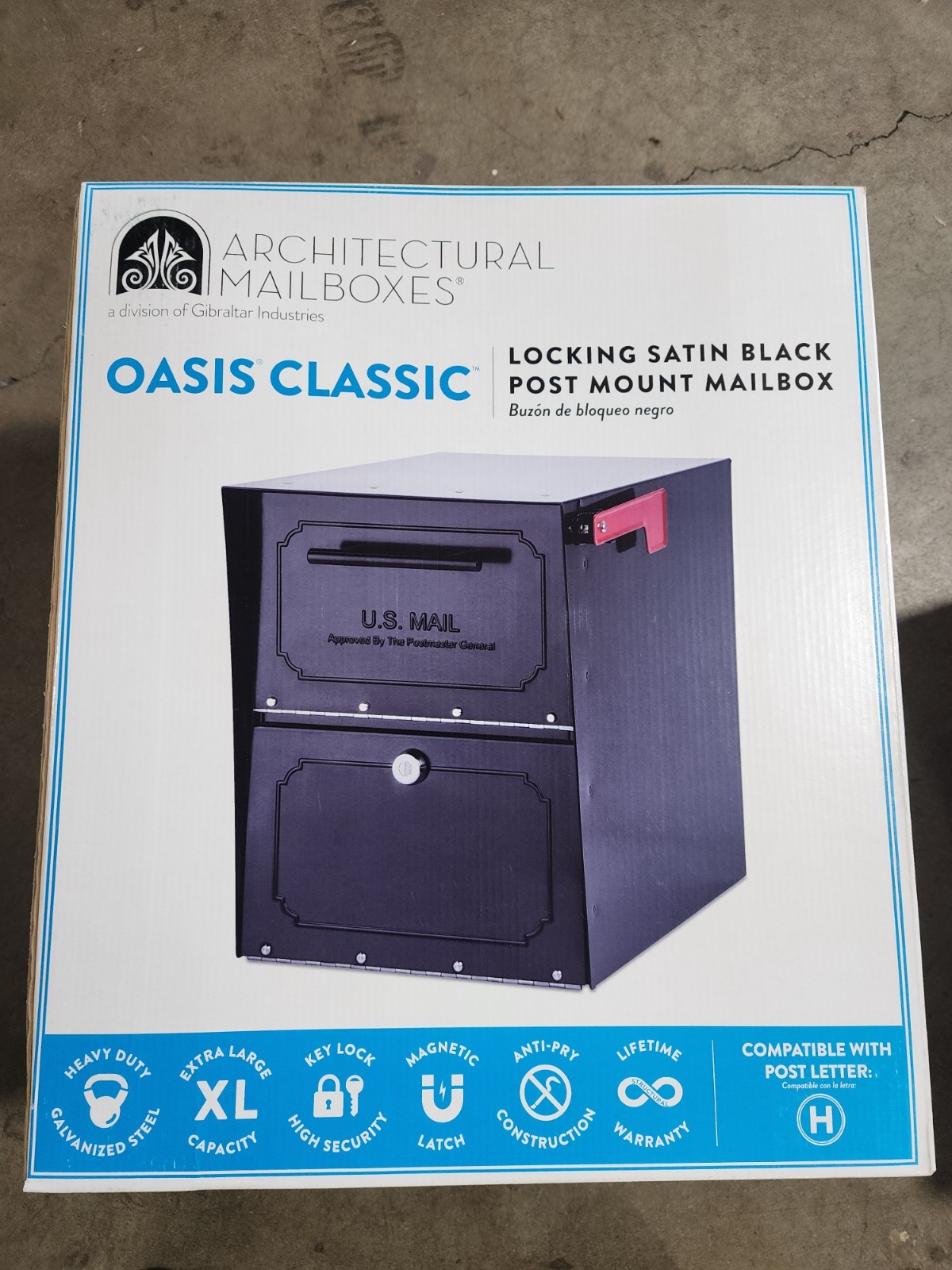 Architectural Mailboxes Oasis Classic Locking Post Mount Mailbox Satin Black gallery